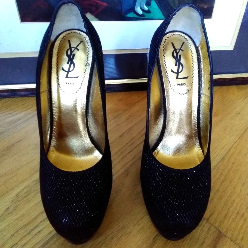 YSL TRIBUTE  pump Black Metallic